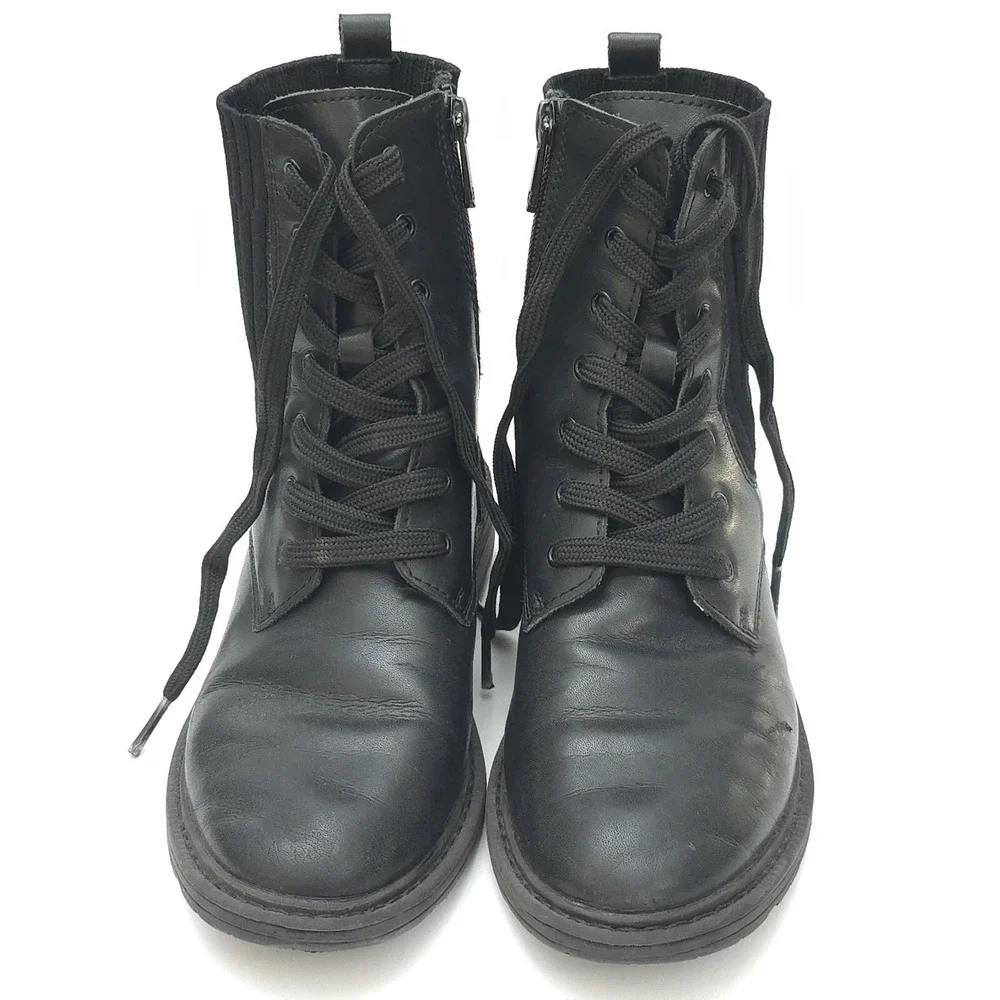 Sam Edelman Boots Kids Youth Girls Size 4 Black Leather Lydell Mini Combat Boot